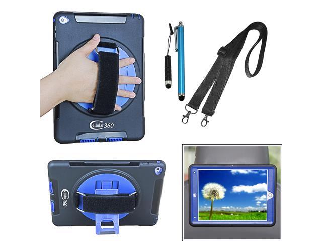 Cellular360 Apple iPad Air 2 Shockproof Case with 360 Degrees Rotatable Kickstand Adjustable Handle and Shoulder Strap
