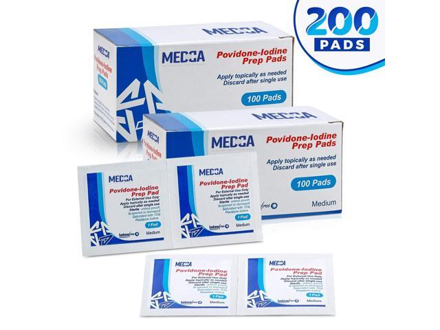Iodine Prep Pads - (Box of 200 Count) Iodine Prep Solution Pads 10% Povidone Iodine Swabs for Individual Disinfecting Wipes Disposable Cotton