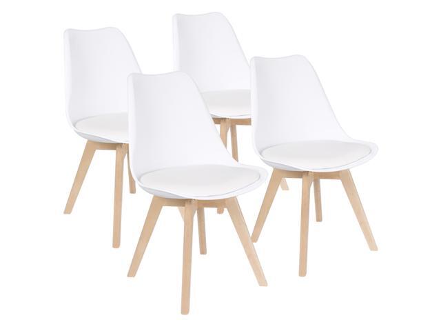Furmax Mid Century Modern DSW Dining Chair Upholstered Side Chair with Beech Wood Legs and Soft Padded Shell Tulip Chair for Dining Room Living