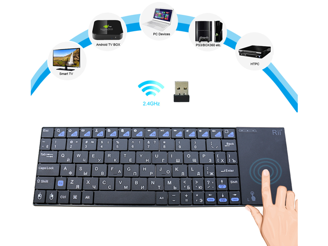 Rii mini i12 Ultra Slim Wireless 24G Multifunction Keyboard with QWERTY Touchpad for Sony PS3 HTPC Android Smart TV Box PC Pad