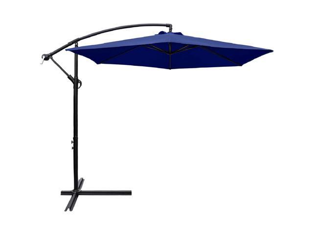 Devoko 10 Ft Patio Offset Cantilever Umbrella Outdoor Market Hanging Umbrellas with Crank & Cross Base Suitable for Garden Lawn Backyard Deck