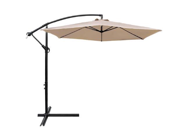 Devoko 10 Ft Patio Offset Cantilever Umbrella Outdoor Market Hanging Umbrellas with Crank & Cross Base Suitable for Garden Lawn Backyard Deck