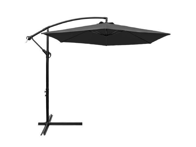 Devoko 10 Ft Patio Offset Cantilever Umbrella Outdoor Market Hanging Umbrellas with Crank & Cross Base Suitable for Garden Lawn Backyard Deck