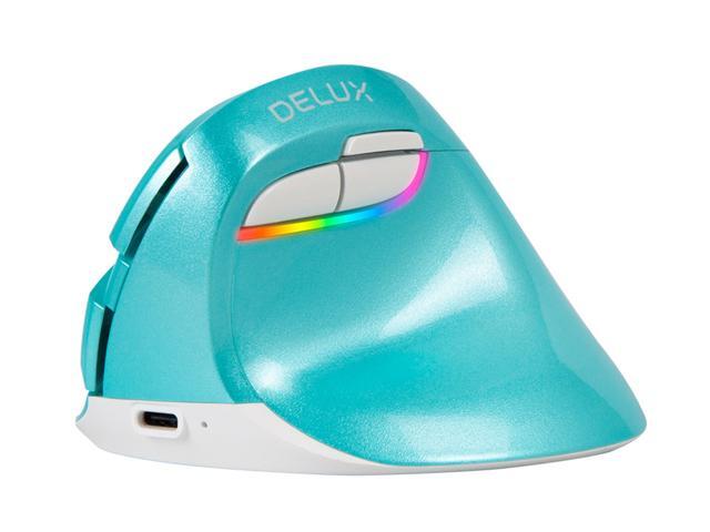 DELUX Rechargeable Ergonomic Mouse Wireless Vertical Mouse with Bluetooth and Nano Receiver 6 Buttons and 4 Gear DPI RGB Ergonomic Silent Mice