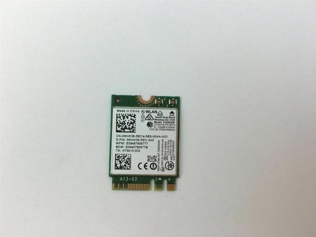 Dell 3165NGW Intel Dual Band WLAN WiFi Wireless BlueTooth M2 Card MHK36 0MHK36