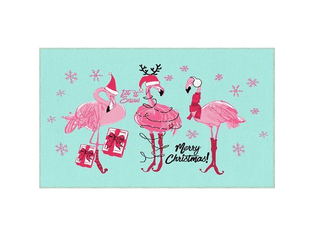 Mohawk Home Flamingo Snowflakes Light Blue Area rug 2x34