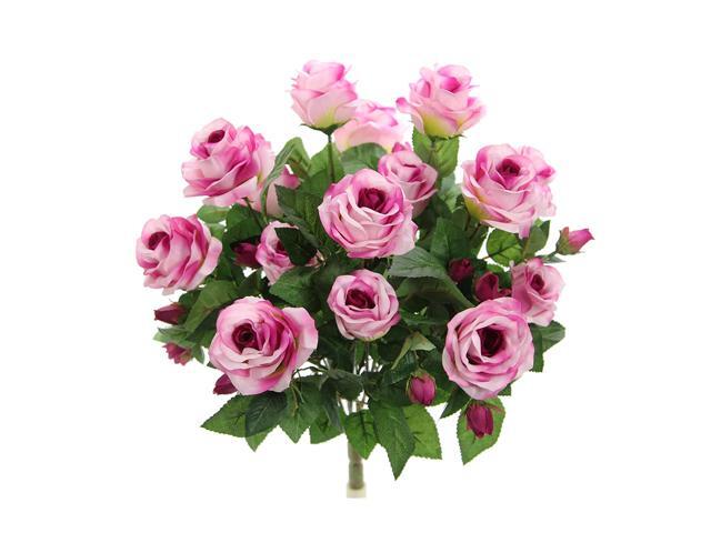 Admired By Nature GPB7338-ORCHID 5 Stems Faux 15 Head Rose Bud Flower Bush Orchid