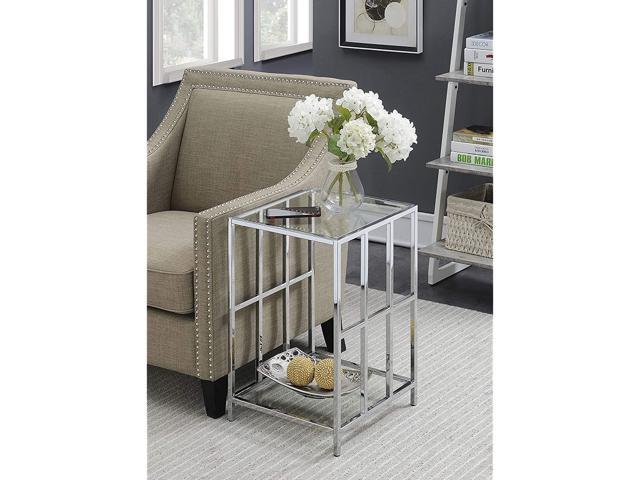 Convenience Concepts Mission Glass End Table Clear Glass / Chrome