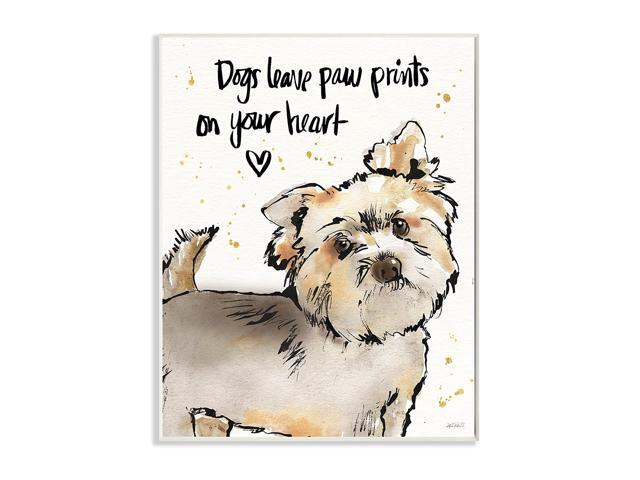 Stupell Industries Dogs Leave Paw Prints in Your Heart Oversized Wall Plaque Art Proudly Made in USA