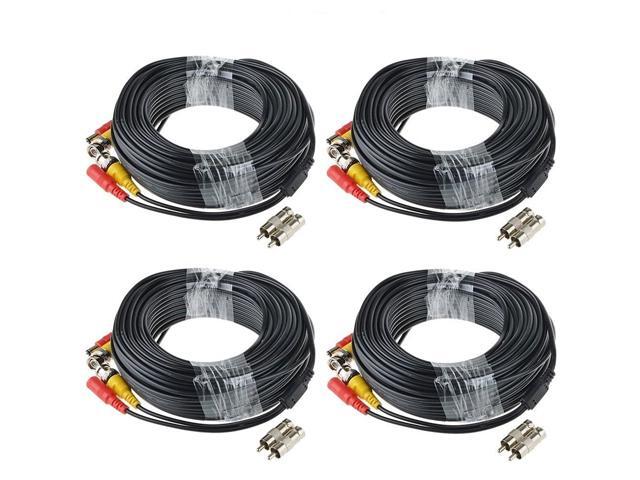 EWETON 4 Pack 60 Feet BNC Video Power Cable Security Camera Wire Cord Extension Cable with 8pcs BNC to RCA Connectors for CCTV DVR Surveillance System