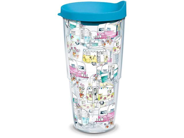 Tervis Colorful Camper Insulated Tumbler with Wrap and Turquoise Lid 24 oz - Tritan Clear