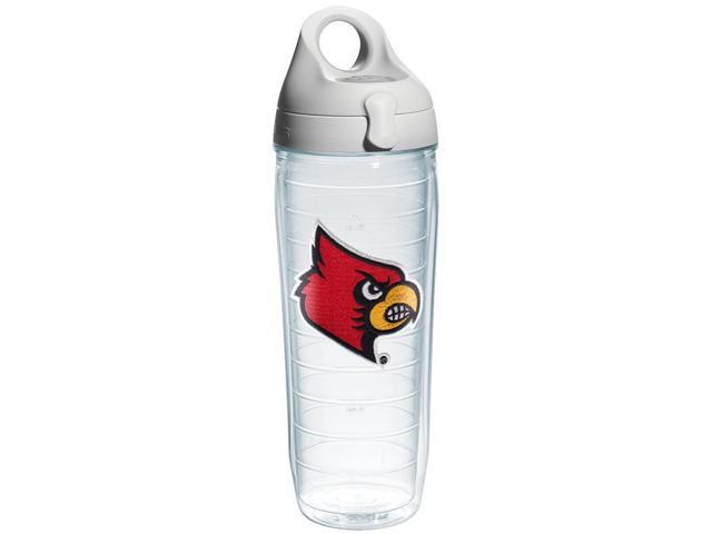 Tervis 1165915 Louisville Cardinal Head Emblem Individual Water Bottle with Gray lid 24 oz Clear