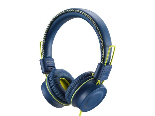 POWMEE M2 Kids Headphones Wired Headphone for Kids Foldable Adjustable Stereo Tangle-Free35MM Jack Wire Cord On-Ear Headphone for