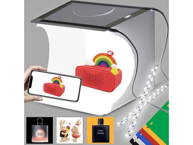 DUCLUS Mini Photo Studio Light Box Photo Shooting Tent kit Portable Folding Photography Light Tent kit with 40pcs LED Light + 6 Kinds Color