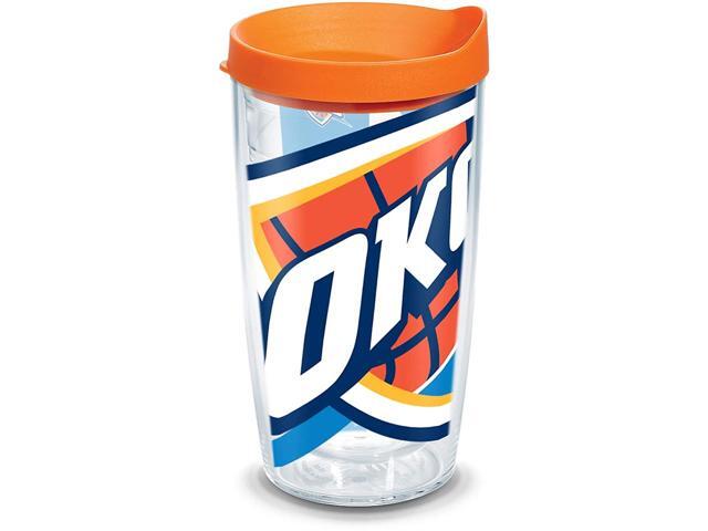 Tervis 1084609 NBA Oklahoma City Thunder Colossal Tumbler with Wrap and Orange Lid 16oz Clear