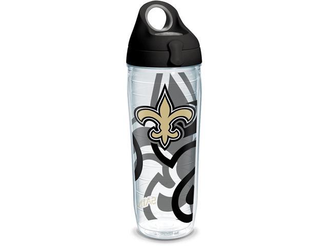 Tervis NFL New Orleans Saints Insulated Tumbler with Wrap and Black with Gray Lid 24 oz Clear