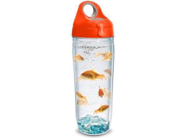 Tervis 1230785 Goldfish Tumbler with Wrap and Orange Lid 24oz Water Bottle Clear