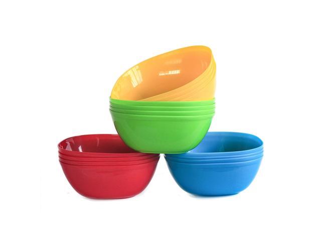 Honla 22oz Plastic Bowls Set of 16 Unbreakable Cereal Bowls in 4 Assorted Colors