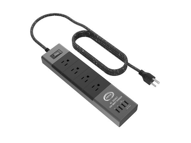 Power Strip Surge Protector by Artix NRGPower C500 Aluminum with Scratch-Proof Rubber Protective Outlets 4 Outlets and 4 USB Ports iSmart