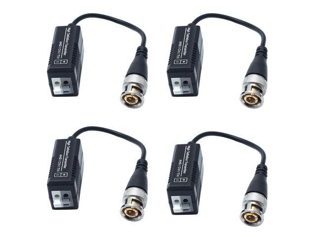 Sscon 4pcs High Definition Passive Video Balun Transmitter for 720P/1080P AHD CVI TVI CCTV Camera System Male BNC to UTP CAT 5/5e/6 Cable