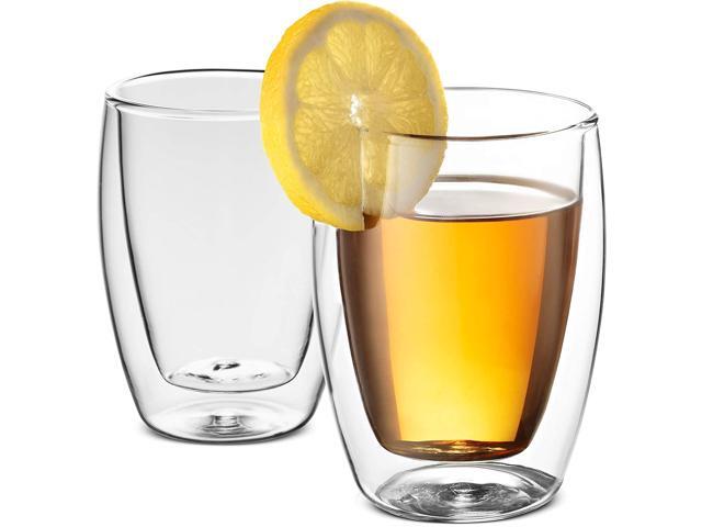 Luigi Bormioli Double Walled Glass Coffee Mugs - 9 Ounce (2 Pack) Insulated Tea Glasses Drinking Cups for Latte Espresso Cappuccino Water