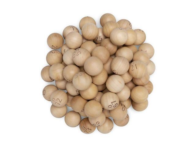 Natural Wood Bingo Balls - Large 7/8 Inch Engraved Wooden Balls - Fits Jumbo