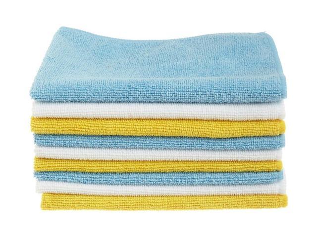 AmazonBasics Blue White and Yellow Microfiber Cleaning Cloth - Pack of 24