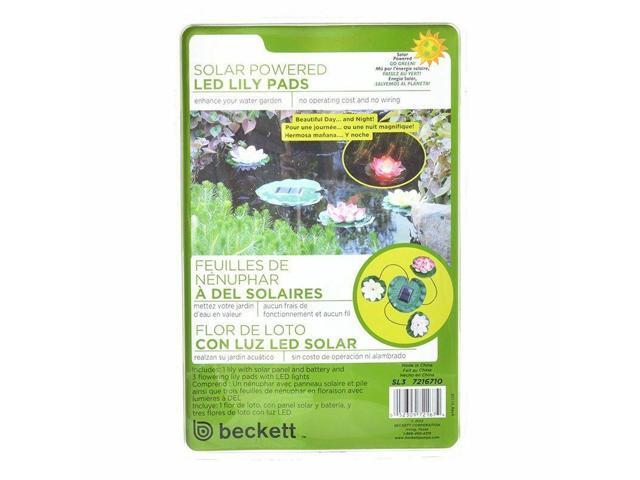 Beckett Solar LED Lily Lights for Ponds 3 Lily Pad Lights SL3