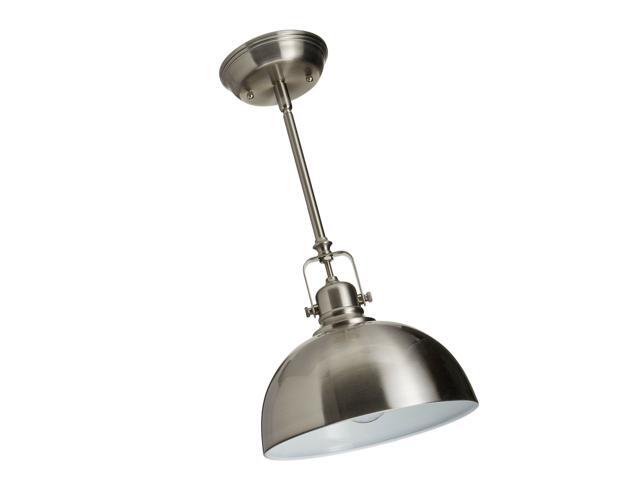 CANARM IPL222B01BN Polo 1 Light 9' Rod Pendant Brushed Nickel with Painted W