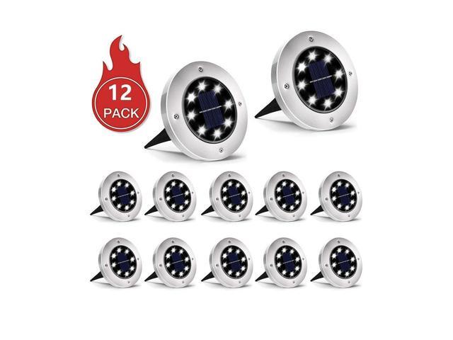 INCX Solar Ground Lights 12 Packs 8 LED Solar Garden Lamp Waterproof In-Grou