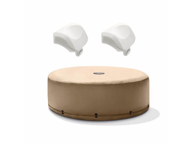 Intex PureSpa Energy Efficient Hot Tub Cover & Cushioned Foam Headrest (2 Pack)