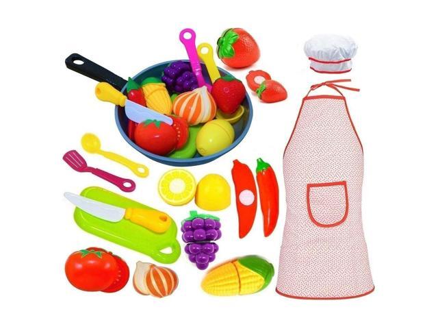 Play Kitchen Accessories Set for Kids - Cutting Toy Fruits & Vegetables - Coo