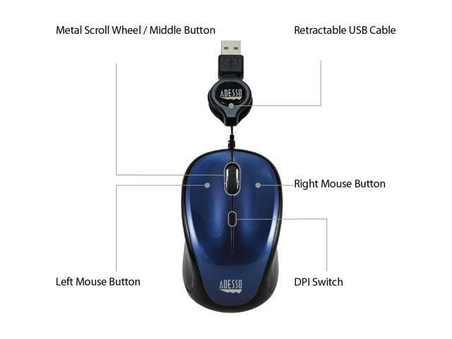 Adesso iMouse S8L - USB Illuminated Retractable Mini Mouse