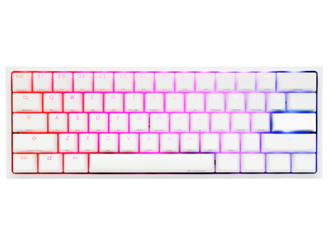 Ducky One 2 Mini Pure White - RGB LED 60% Double Shot PBT Gaming Mechanical Keyboard - Cherry MX Brown Bezel Design Detachable USB Type - C