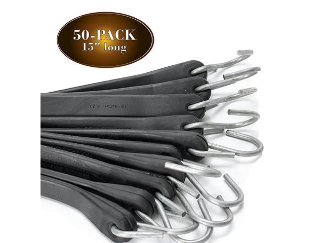 of 50 Tarp Straps for Flatbed Trailers 15' Long Natural Rubber Bungee Cord Tie-Downs Ideal for Securing Tarps Canvases Cargo in Cold Climates