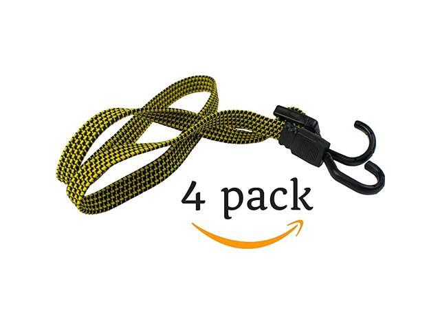 Flat Bungee Cords 4 Pack with Bonus 4 Ball Bungees 48' INCH Total Length with Adjustable Length Hooks Hand Carts Dolly Cargo Moving