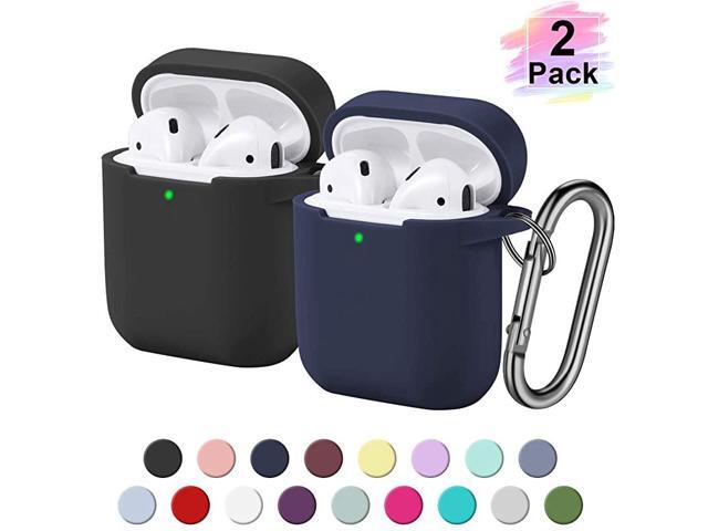 2 Pack Designed for Airpods Case Cute Silicone Cover with Keychain for Girls Boys Cool Protective Charging Case Skin Compatible with Apple Airpods