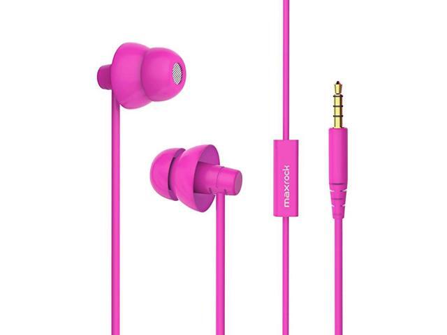 TM Super Mini Total Soft Silicon Earbuds Headphones with Mic Music Sleep Choice for Cellphones Ipad Tablet Mp3 Laptop and Most 35mm Audio Player Pink