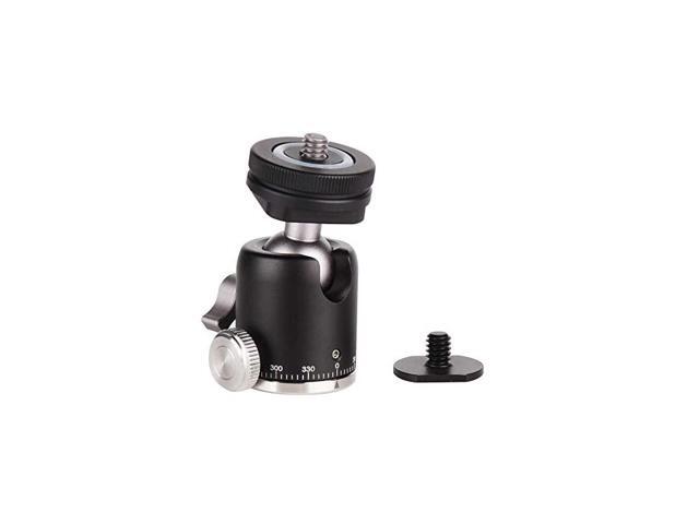 Tripod Ball Head with Hot Shoe Mount Metal Panoramic Ballhead 360° Pan 90° Tilt Tripod Mount with 14 Screw and Cold Shoe Mount Adapter for DSLR
