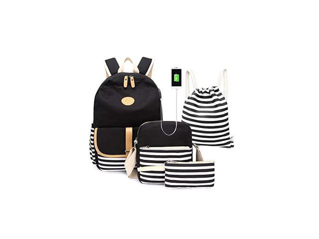 in 1 Canvas School Backpack Sets For Girls Lightweight Women Shoulder Bags Combo for School Bookbag
