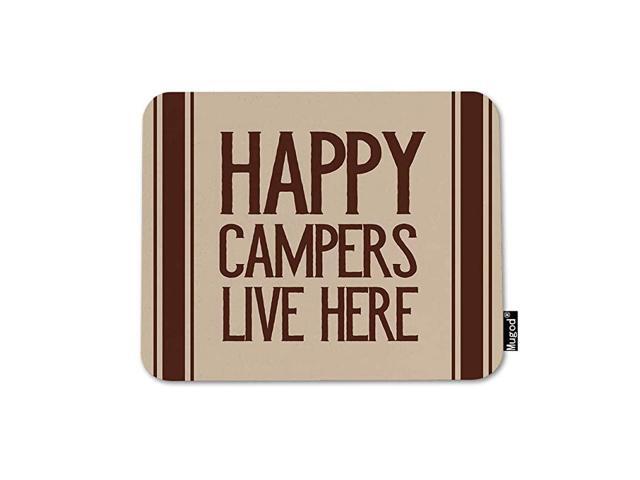Happy Campers Live Here Mouse Pad Outdoor Camping Retro Brown Stripes Line Mouse Mat NonSlip Rubber Base Mousepad for Computer Laptop PC Gaming
