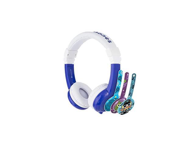 BuddyPhones Explore Foldable VolumeLimiting Kids Headphones with Travel Bag BuiltIn Audio Sharing Cable with Mic Compatible with Fire iPad iPhone