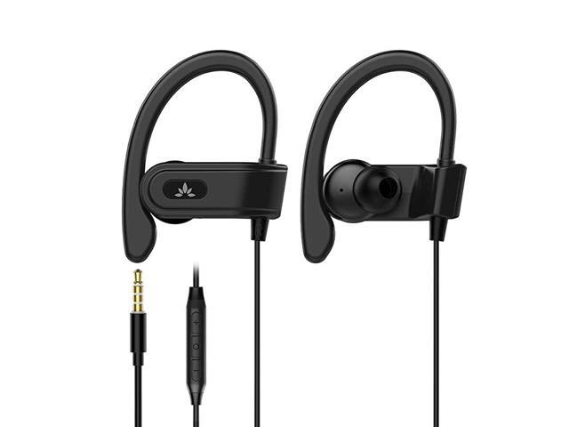E171 Sports Earbuds Wired with Microphone Sweatproof Wrap Around Earphones with Over Ear Hook in Ear Running Headphones for Workout Exercise Gym