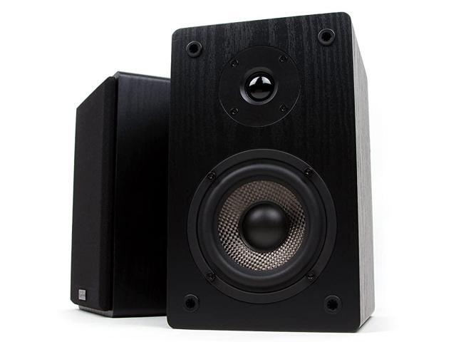 MB42 Bookshelf Speakers Passive Not for Turntable Needs Amplifier or Receiver 4Inch Carbon Fiber Woofer and Silk Dome Tweeter Black Pair