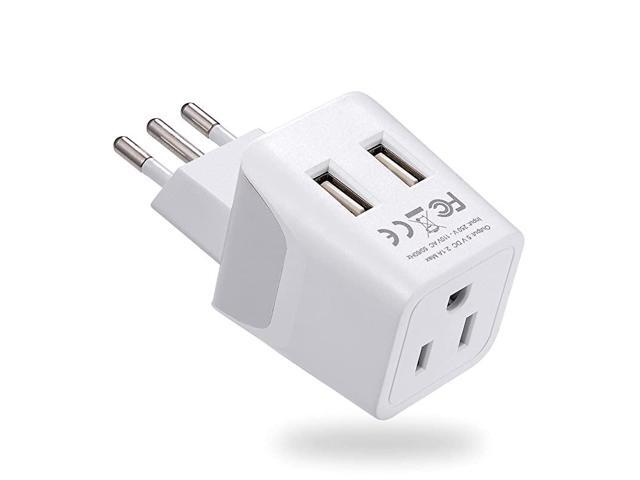 Italy Chile Uruguay Travel Adapter Plug by With Dual USB USA Input Type L Ultra Compact Perfect for Cell Phones Laptop Camera Chargers iWatch iPad