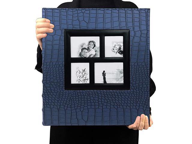 Photo Album 4x6 600 Pockets Black Pages Large Capacity Leather Cover Wedding Family Anniversary Photo Albums Blue 600 Pocket