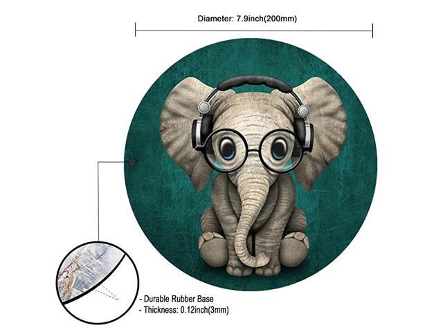 Mouse PadAnti Slip Rubber Round Mousepads Desktop Notebook Mouse Mat for Working and Gaming Green Elephant