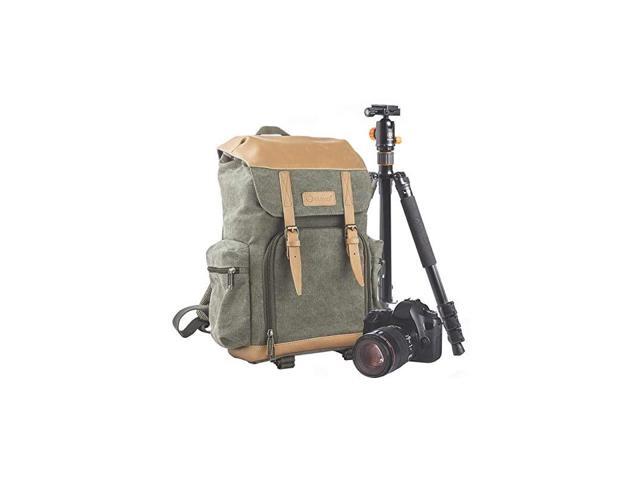 Camera Backpack Canvas Camera Bag Photography Backpack for Women Men Photographer with Laptop Tripod Compartment Waterproof Rain Cover Vintage DSLR