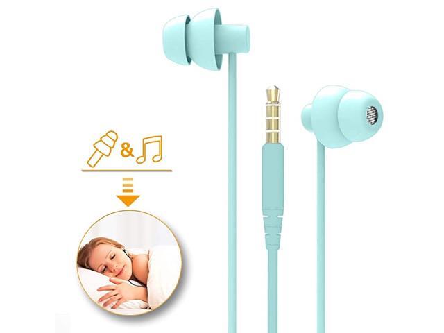 TM Total Soft Silicon Headphones with Mic Sleep Travel Choice for Cellphones Tablets and 35mm Jack Light Green