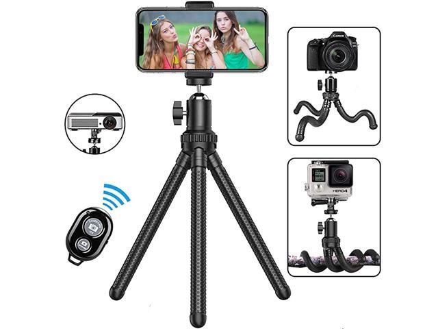 Phone Tripod Portable and Extendable Camera Tripod Stand with Wireless Remote 360°Rotating Adjustable Flexible Cell Phone Tripod Compatible with